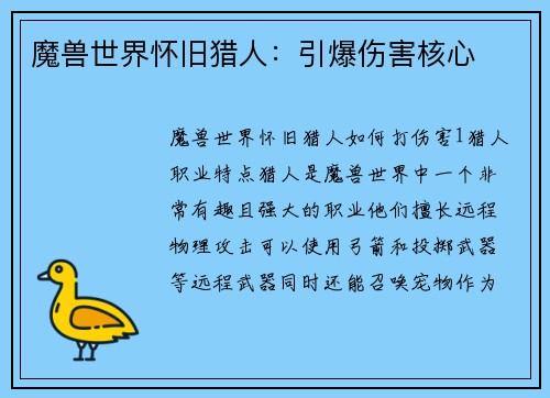 魔兽世界怀旧猎人：引爆伤害核心
